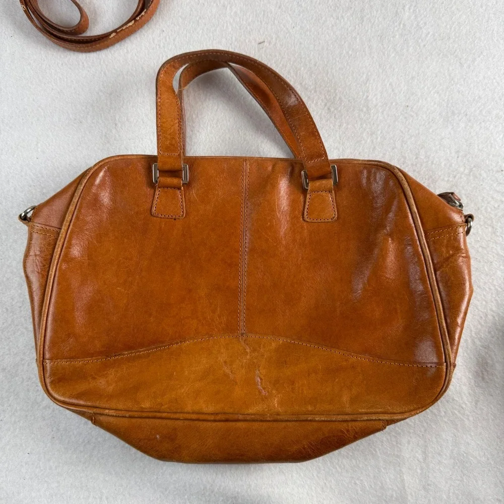 Pelle Studio Wilsons Leather Cognac Italian Leather Satchel Crossbody Bag Brown